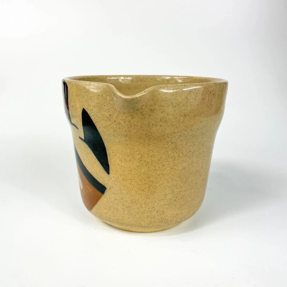 Vintage Itzcoatl Mexico Creamer Pitcher Abstract Pair